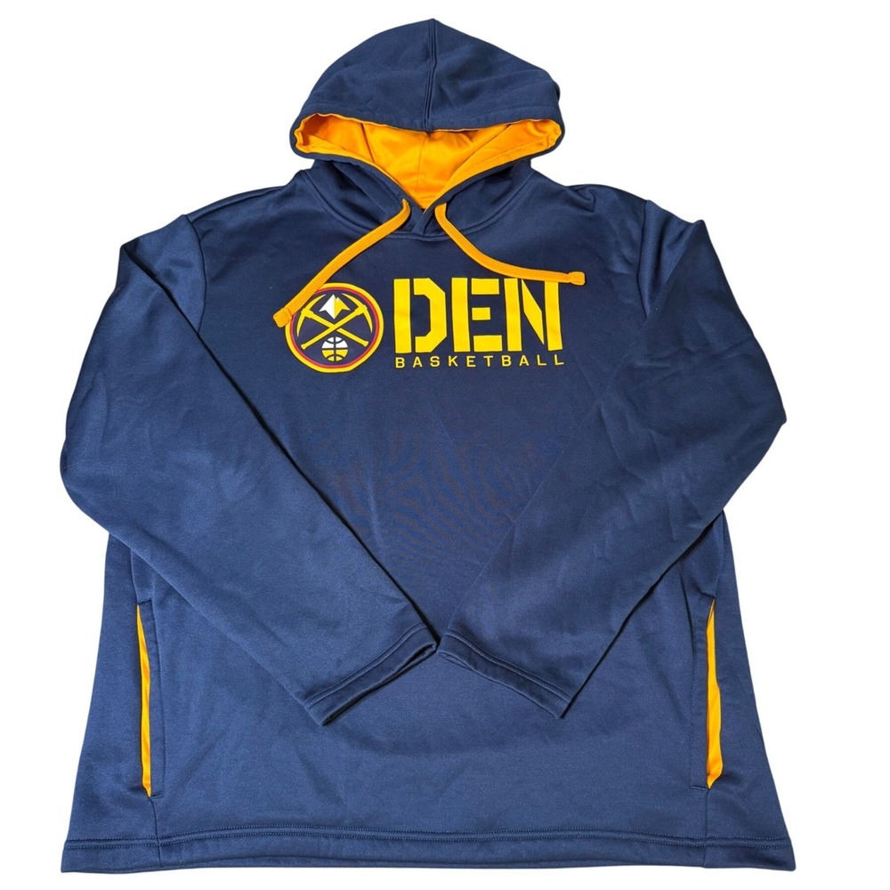 Logo Athletic Denver Nuggets NBA Basketball Hoodie Navy Blue Mens XL 103417